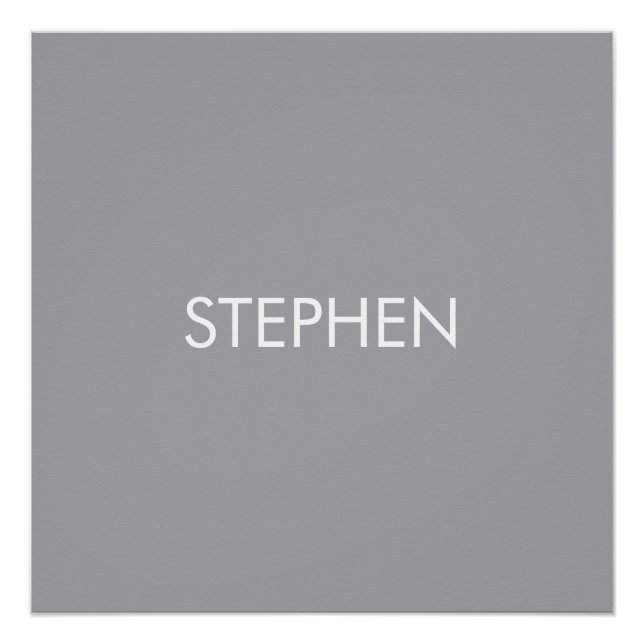 Gray minimalist custom name  poster (Front)