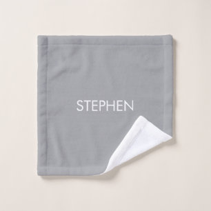 Gray minimalist custom name  wash cloth
