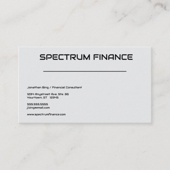 Gray Minimalist Finance Professional Adaptable Business Card (Front)