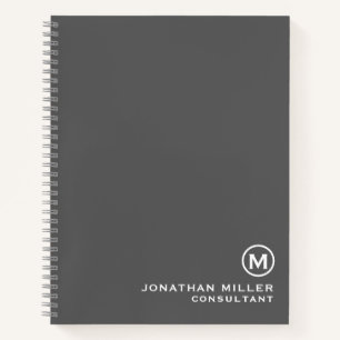 Gray Minimalist Monogram Notebook
