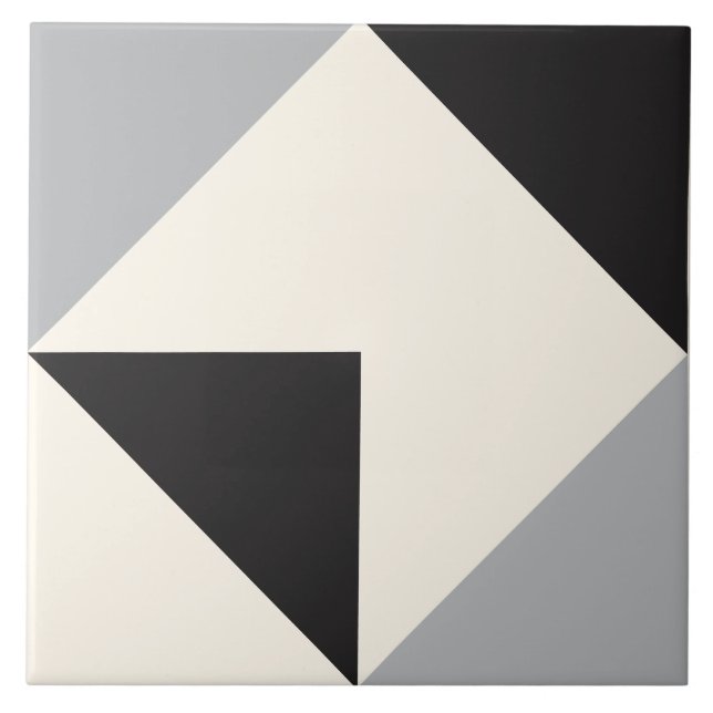 Gray Modern Geometric Shape Pattern Ceramic Tile (Front)