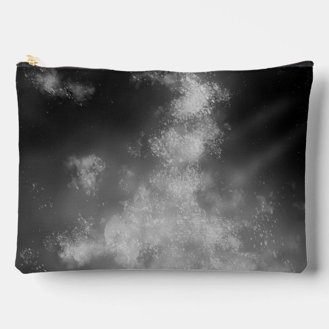 Gray Monochrome Night Sky  Accessory Pouch (Front)