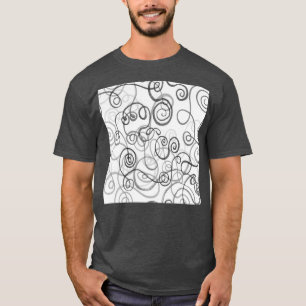 Gray Monochrome Whimsical Organic Lines Curves Wat T-Shirt