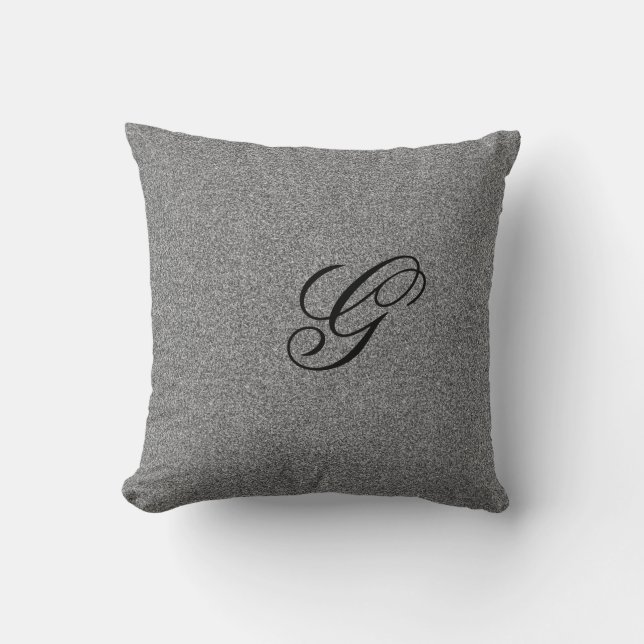 Gray monogram initial cushion (Front)