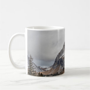 GRAY MOUNTAINS WITH SNOW CAPPED SURROUNDED WITH TR COFFEE MUG