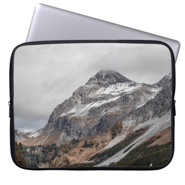 GRAY MOUNTAINS WITH SNOW CAPPED SURROUNDED WITH TR LAPTOP SLEEVE (Front)