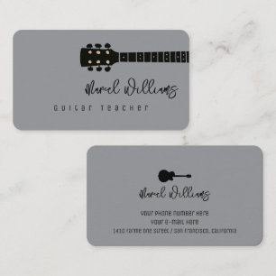 Gray Music Business Card for Guitar Teachers