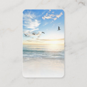 Gray Ocean Beach Sympathy Funeral Memorial Card