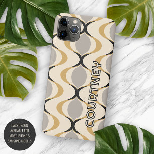 Gray Ochre Mustard Yellow Ivory Ogee Wave Pattern iPhone 11 Pro Max Case