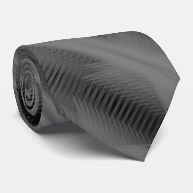 Gray On Black Futuristic Abstract Diagonal Pattern Tie (Rolled)