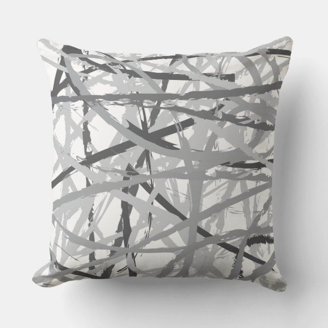 GRAY ON GREY LINES DESIGN Retro Throw Pillow (Front)