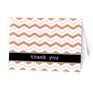 Gray Orange Chevron custom Thank You Cards