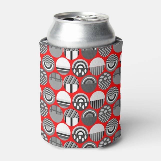 Gray Patterned Ovals  Can Cooler (Can Front)