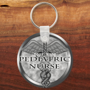 Gray Pediatric Nurse Key Ring