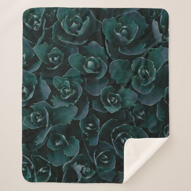 GRAY PETAL FLOWER IN BLOOM SHERPA BLANKET (Front)
