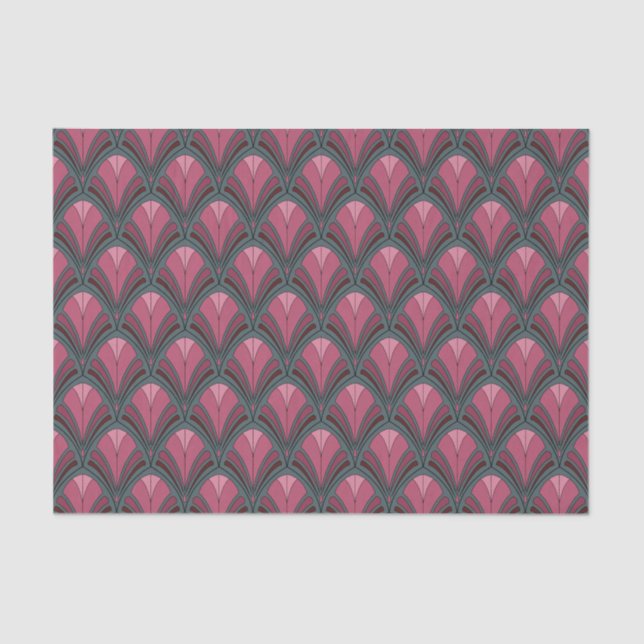 GRAY & PINK ART DECO PATTERNS TISSUE PAPER (Front)