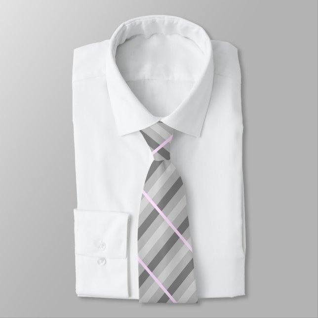 Gray/Pink Striped Tie (Tied)