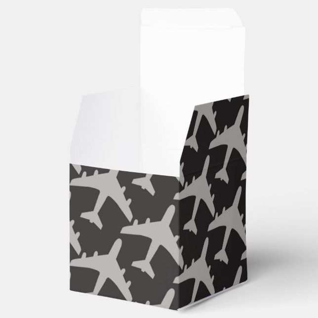Gray Plane Airplanes Pilot Plane Aviation Aviator Favour Box (Opened)