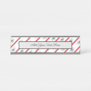 Gray Plane Red Lines Airplanes Pilot Plane Desk Name Plate