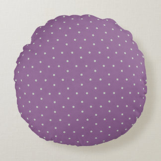 Gray Polka Dots on Purple Background Round Cushion