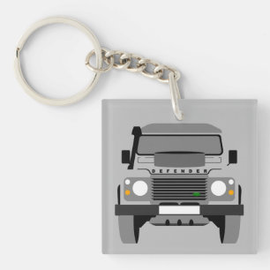 Gray Pop Art Classic Land Rover Car Key Ring
