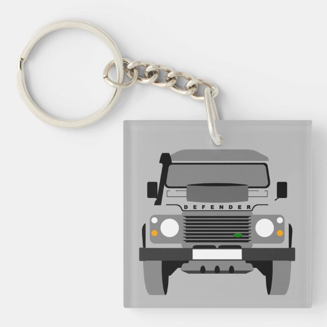 Gray Pop Art Classic Land Rover Car Key Ring (Front)