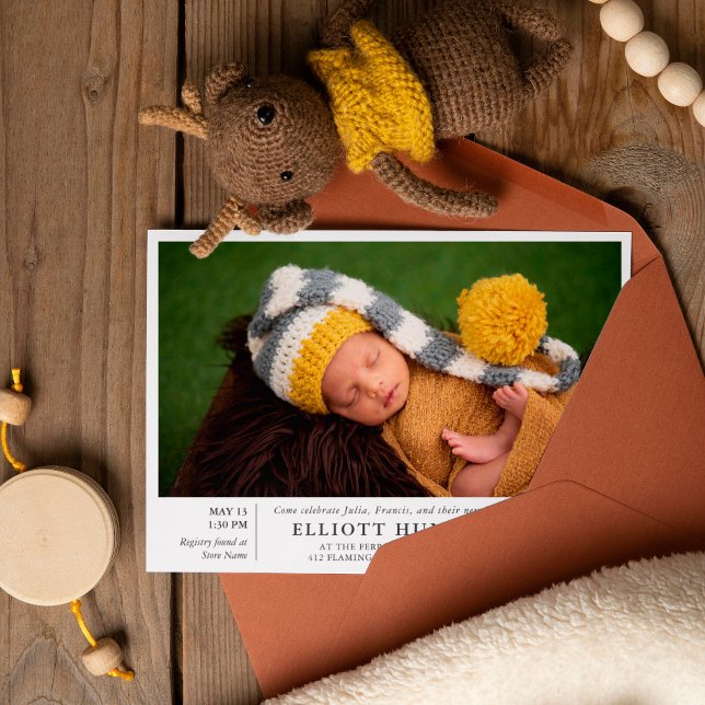 Gray Post Birth Baby Shower Photo Sip & See Invitation (Creator Uploaded)