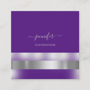 Gray Purple Professsional ModernInfluencer Silver Square Business Card