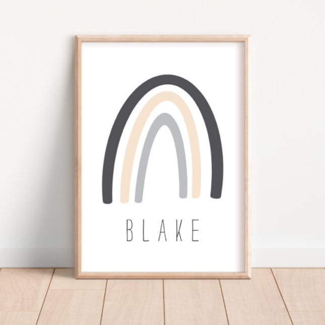 Gray Rainbow Name Nursery Decor Poster (Creator Uploaded)