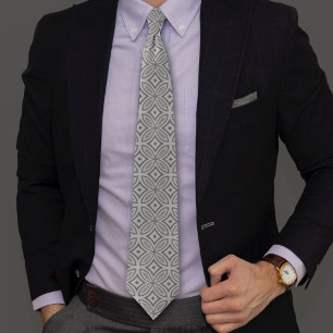 Gray retro geometric abstract pattern tie