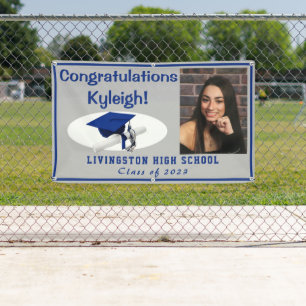 Gray & Royal Blue Vinyl Graduation Photo Banner