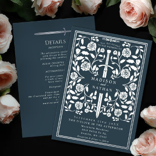 Gray Royal Medieval Silver Sword Wedding Details