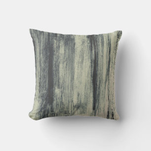 Gray Sage & Beige Artistic Abstract Brushstrokes Cushion