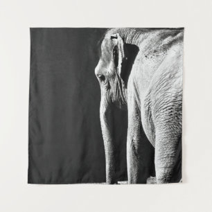 GRAY SCALE PHOTO OF ELEPHANT TAPESTRY