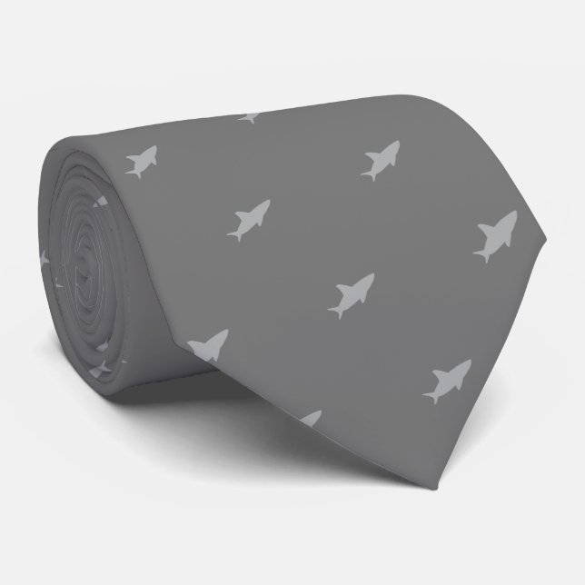 Gray Shark Small Animal Pattern Tie (Rolled)
