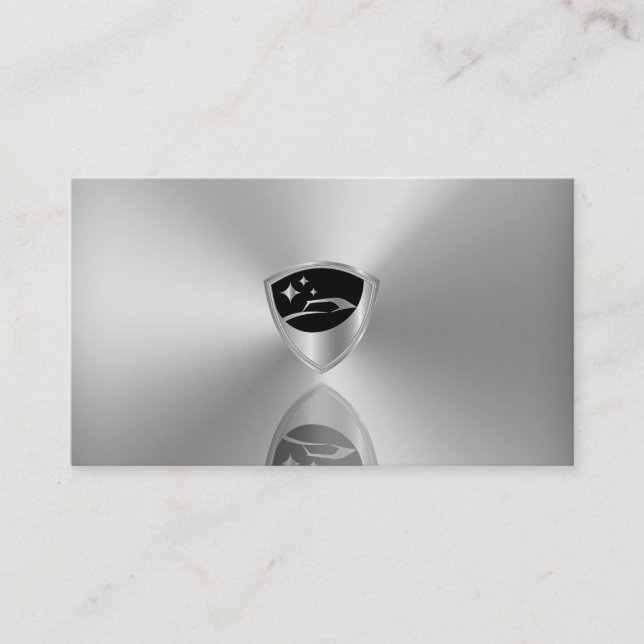 Gray silver metallic logo car detailing  business card (Front)