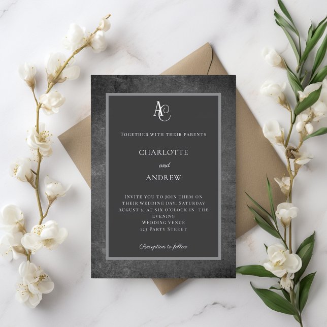 Gray silver modern monogram rustic wedding (Creator Uploaded)