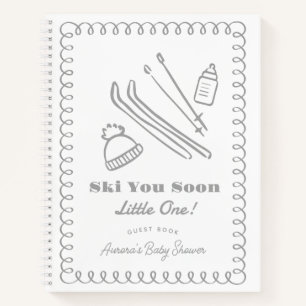 Gray Ski You Soon Boy Baby Shower Guest Book