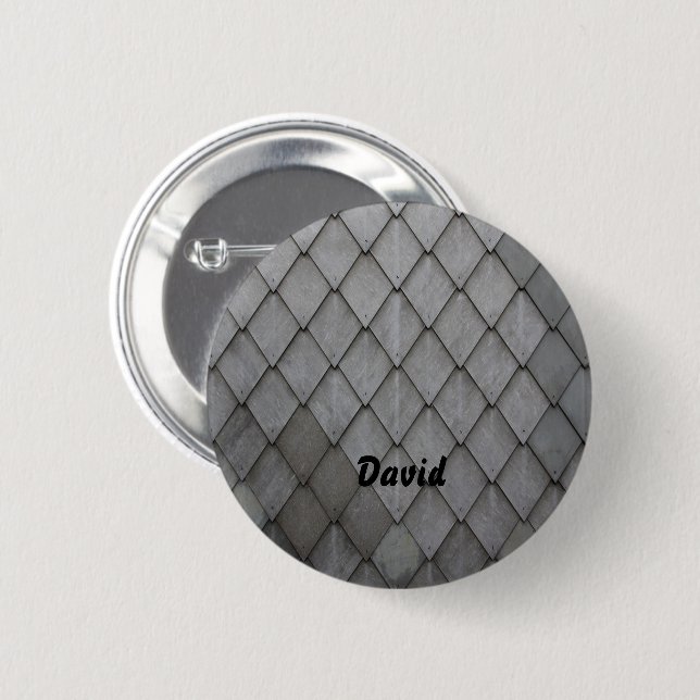Gray slate tiles pattern 6 cm round badge (Front & Back)
