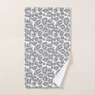 Gray Snow Leopard Hand Towel / Animal Print