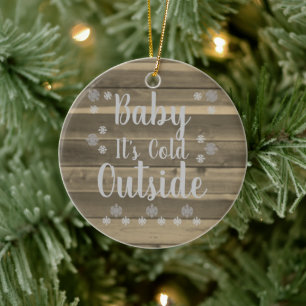 Gray Snowflakes Ceramic Ornament