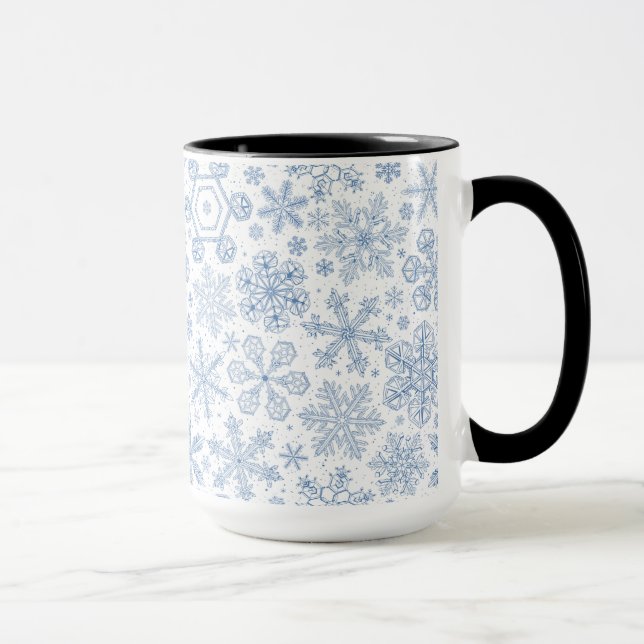 Gray Snowflakes on off white Mug (Right)