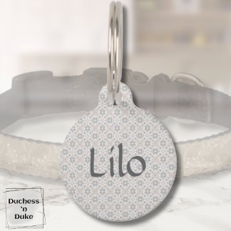 Gray Spanish Tile Personalized  Pet Tag