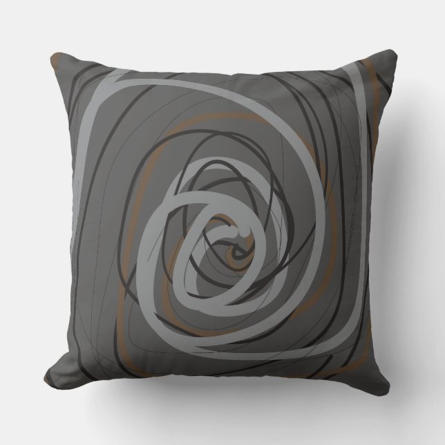 GRAY SPIRAL BLACK DESIGN Retro Throw Pillow (Front)