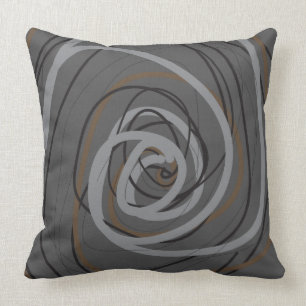 GRAY SPIRAL BLACK DESIGN Retro Throw Pillow