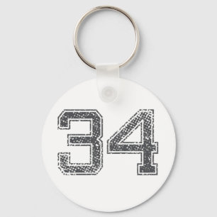 Gray Sports Jersey #34 Key Ring
