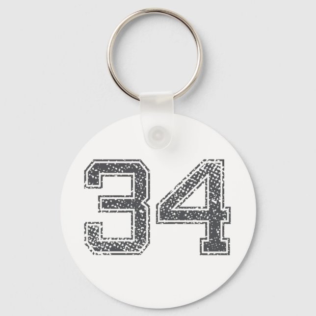 Gray Sports Jersey #34 Key Ring (Front)