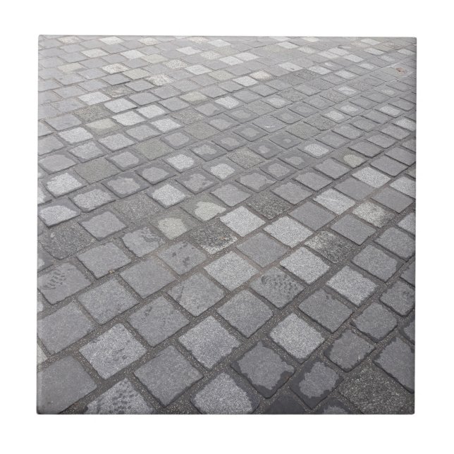 Gray Square Paving Background Ceramic Tile (Front)