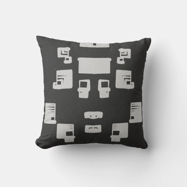 Gray Squares on Black Cushion (Front)