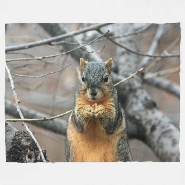 GRAY SQUIRREL FLEECE BLANKET (Front (Horizontal))